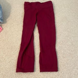 Maroon lulu cropped leggings